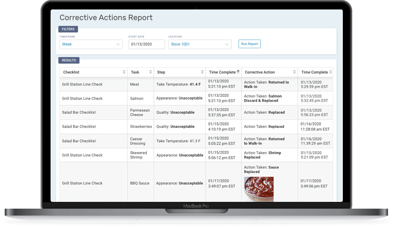 Corrective Actions Report Mockup